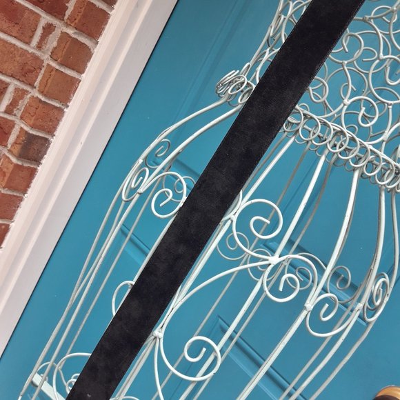 Suede Belt Genuine Leather Black Suede Covered Belt Buckle Size S - Picture 6 of 15